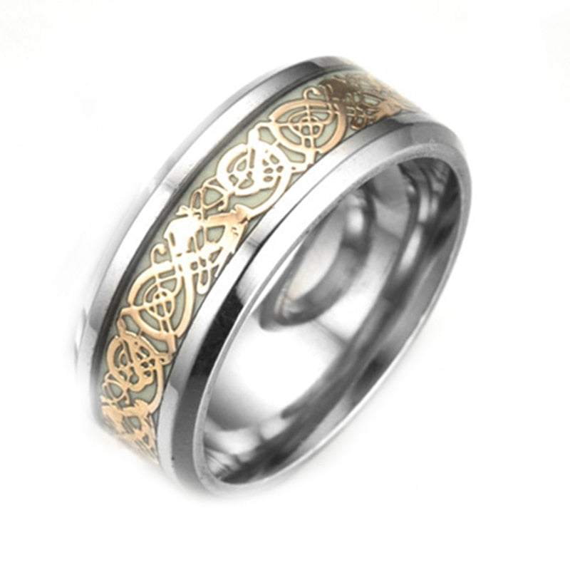 Lysande keltisk drake ring-Jewelry for men-Hemnix-16.5 mm-Silver Guld-Hemnix