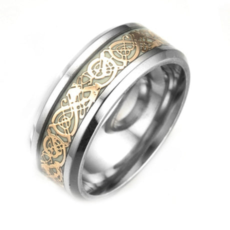 Lysande keltisk drake ring-Jewelry for men-Hemnix-16.5 mm-Silver Guld-Hemnix
