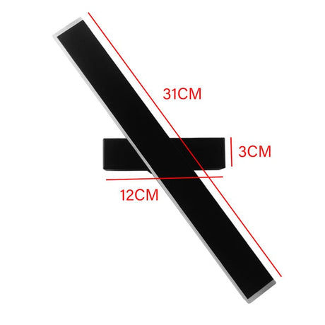 360° Roterande LED-Vägglampa-Lights-Hemnix-31cm svart 6W-Varmt vitt (2700-3500K)-Hemnix