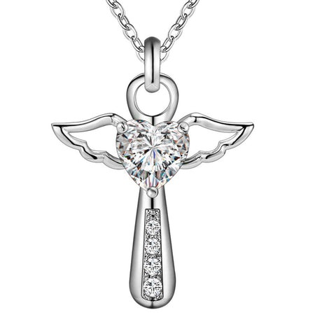 Ängel vingar kors halsband-Jewelry-Hemnix-Vit-45cm-Hemnix