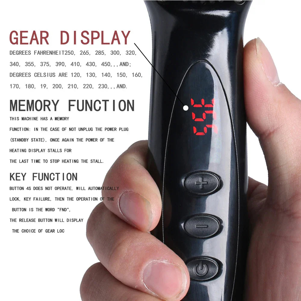 Carvallo HeatBrush Elektrisk Slätborste för Skägg & Hår | 12 Temperaturnivåer | LCD-Display | Anti-Frizz & Ionteknologi Carvallo