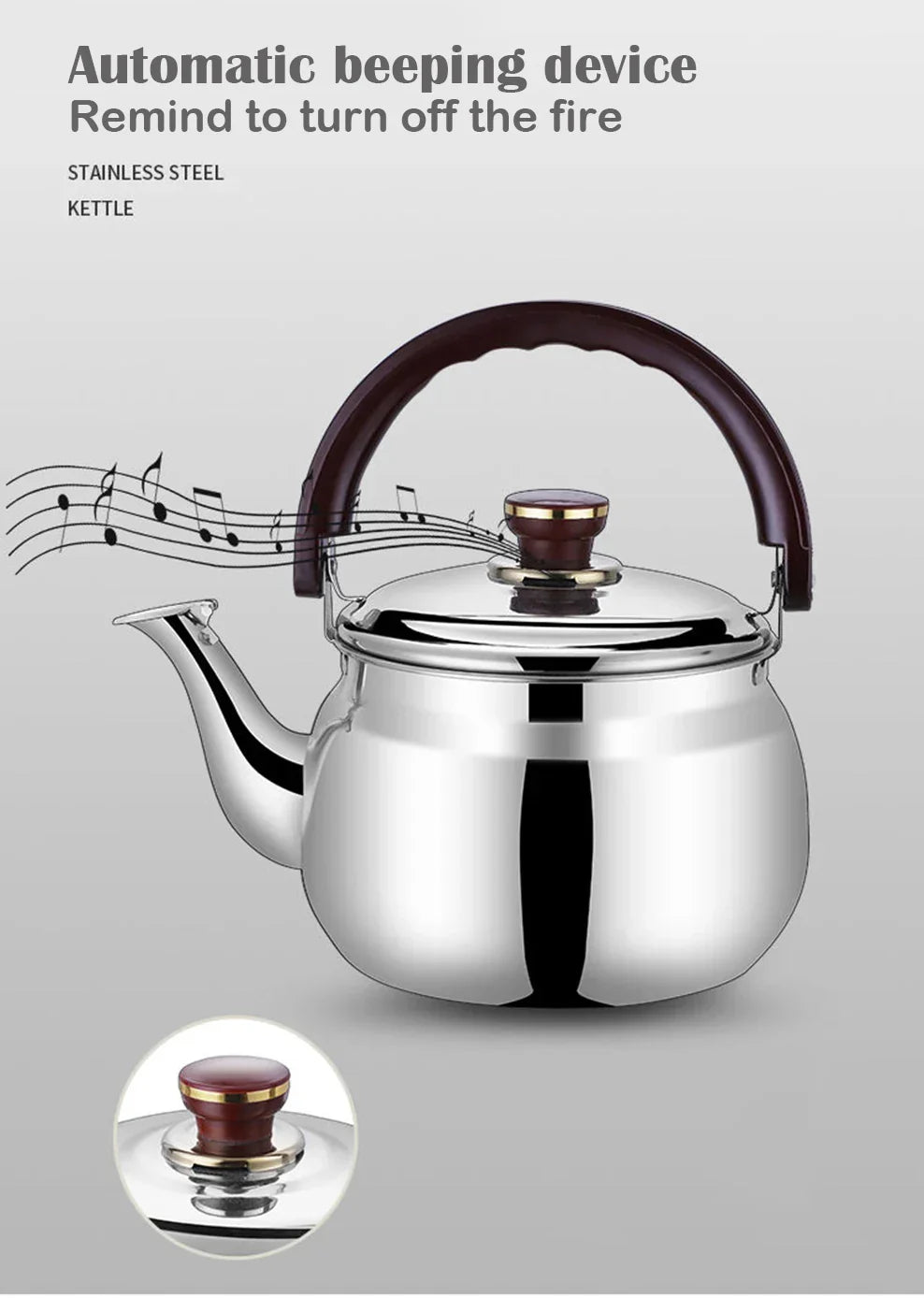 Royallure Tjockväggig Rostfritt Stål Pipkittel, 0.6–2.7 L, Induktionsklar & Hållbar Carvallo