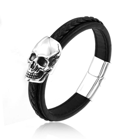 Stål Punk Skull läder armband Bellasverige