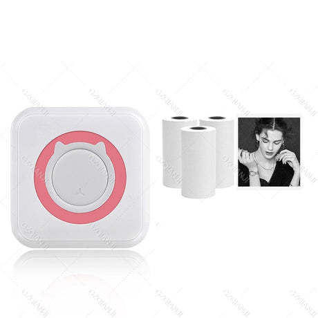 Bärbar fickskrivare-Electronics-Hemnix-Rosa skrivare + 5 vita rullar-Hemnix