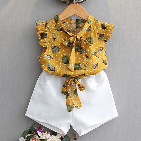 Set med casual skjorta och shorts för barn-Clothes for women-Hemnix-Gul-2T-Hemnix