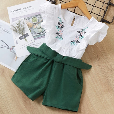 Set med casual skjorta och shorts för barn-Clothes for women-Hemnix-Grön 3-2T-Hemnix