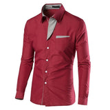 Slim Fit långärmat för män-Clothes for Men-Hemnix-Djupt röd-M-Hemnix