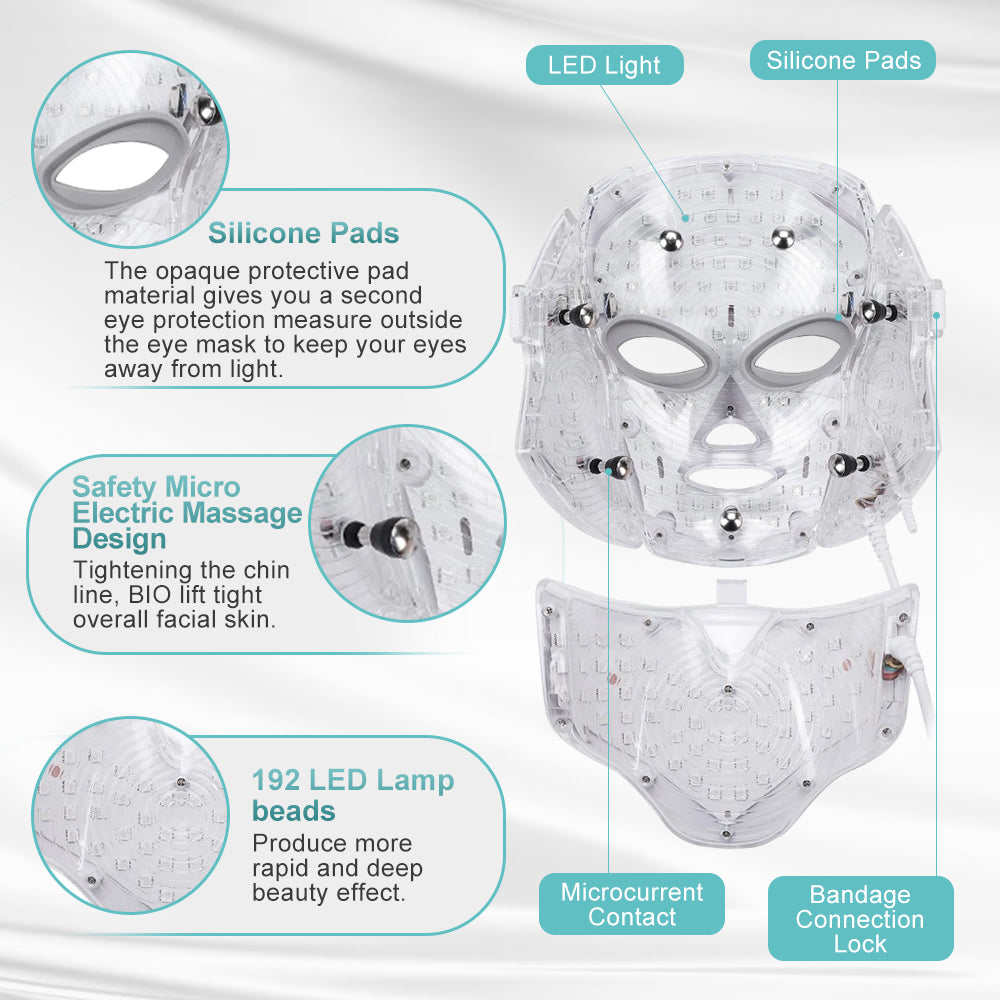 7 Färger Röd Ljusterapi Mask - Ansikte & Halsbehandling Carvallo