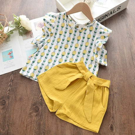 Set med casual skjorta och shorts för barn-Clothes for women-Hemnix-Gul 3-2T-Hemnix