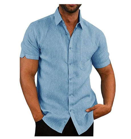 Polo shirt med knapp för män-Clothes for Men-Hemnix-Blå-M-Hemnix