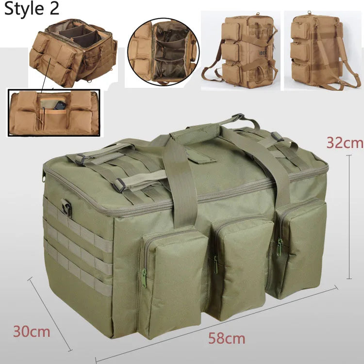 Carvallo 55L Ryggsäck | Militärt Molle-system | Extra mycket förvaring | Robust nylon – Svart/Khaki/Grön Carvallo