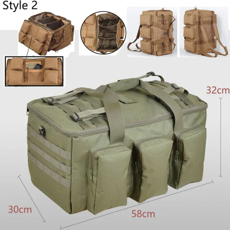 Carvallo 55L Ryggsäck | Militärt Molle-system | Extra mycket förvaring | Robust nylon – Svart/Khaki/Grön Carvallo