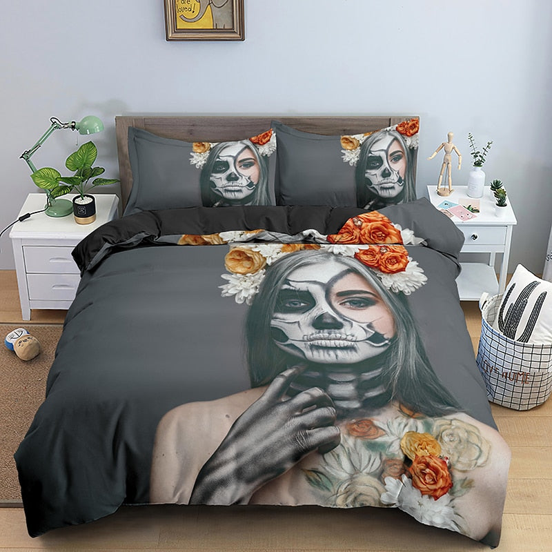 Skelett-sänglakan-Home-Hemnix-Uppsättning H-UK Enkel 135x200cm-Hemnix