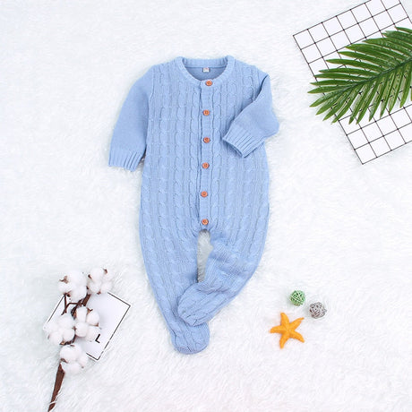Stickad barn Romper-Kids-Hemnix-Blå-6M-Hemnix