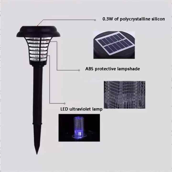 Solar Insektsdödare med LED-ljus – Vattentät trädgårdslampa för myggavvisning Carvallo