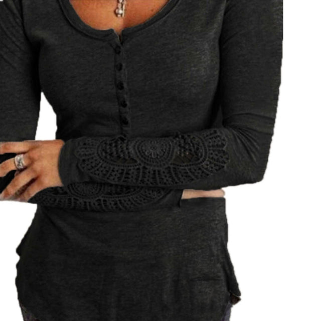 Spets långärmad skjorta-Clothes for women-Hemnix-Svart-S-Hemnix