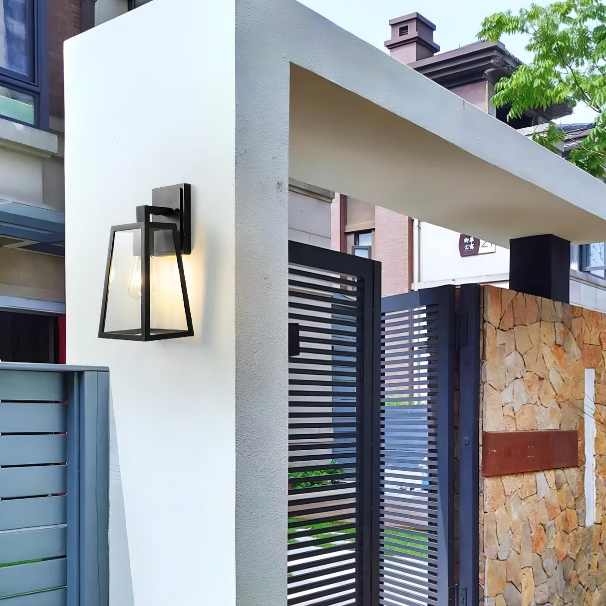 Belar - Glasklar svart burlampa utomhus vägglampa Carvallo