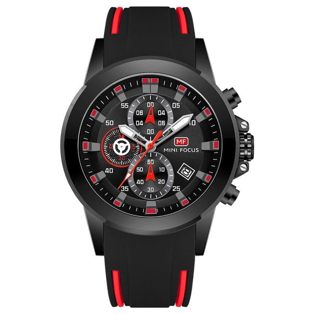 Sport kronograf klocka-Watches for men-Hemnix-Svart Röd-Hemnix