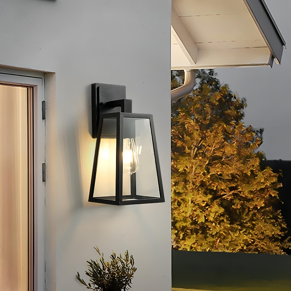 Belar - Glasklar svart burlampa utomhus vägglampa Carvallo