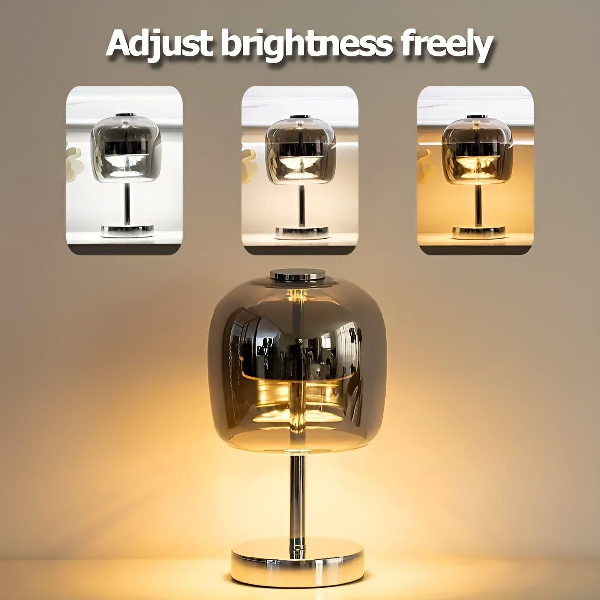 Lux Shine Lampa - Elegant elektropanerad glas-skrivbordslampa för ambientbelysning Carvallo