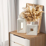 Carvallo – Vit keramikvas-set med geometrisk design för en boho-chic inredning Carvallo