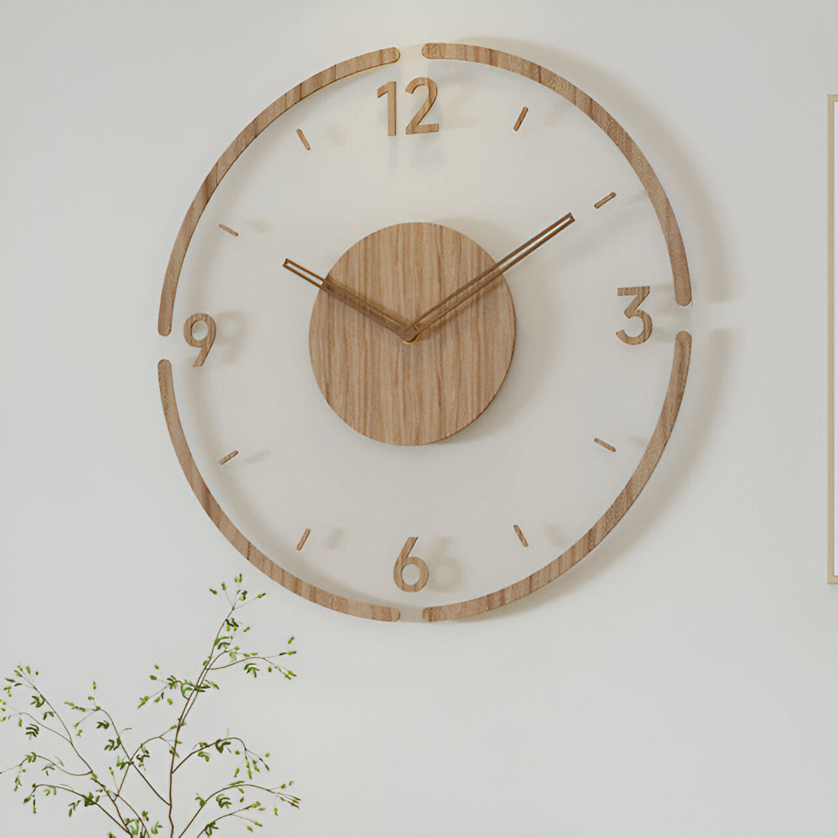 Silent Wall Clock | Clear Acrylic Face & Wood Frame | 12" or 14" | Tyst kvartsrörelse Carvallo