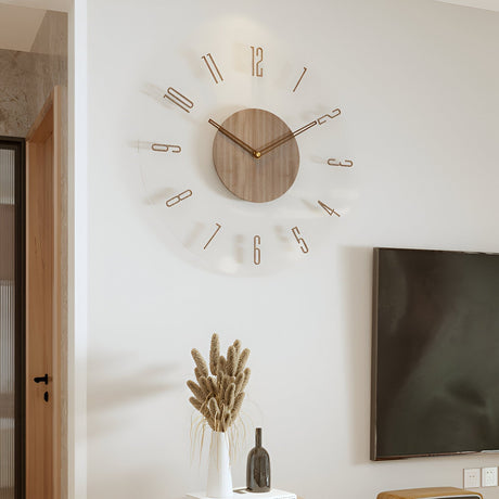 Silent Wall Clock | Clear Acrylic Face & Wood Frame | 12" or 14" | Tyst kvartsrörelse Carvallo