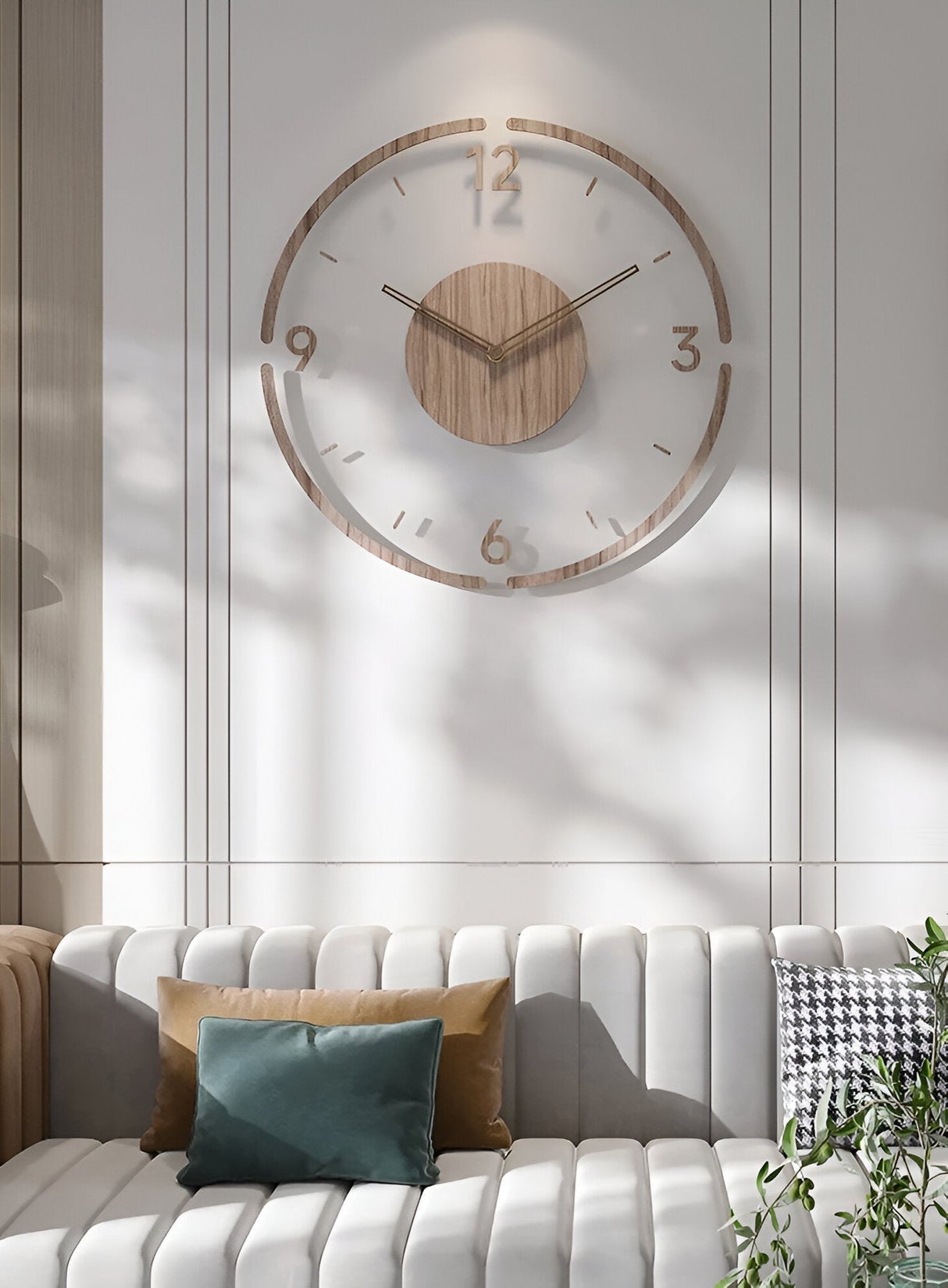 Silent Wall Clock | Clear Acrylic Face & Wood Frame | 12" or 14" | Tyst kvartsrörelse Carvallo