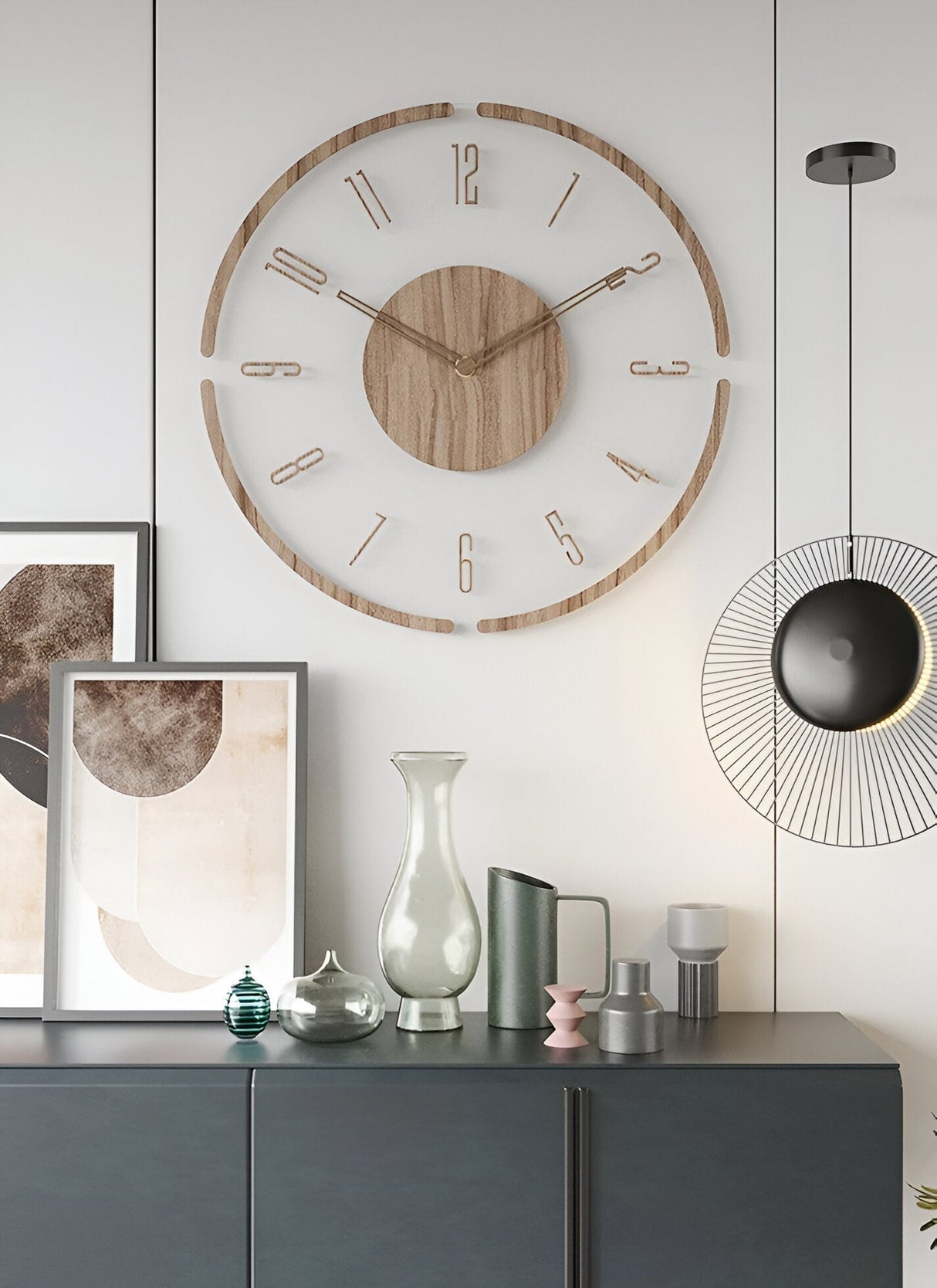 Silent Wall Clock | Clear Acrylic Face & Wood Frame | 12" or 14" | Tyst kvartsrörelse Carvallo