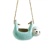 SlothGarden – Hantverksgjord kruka med senglema temat och upphängningssnöre för unik inredning Carvallo