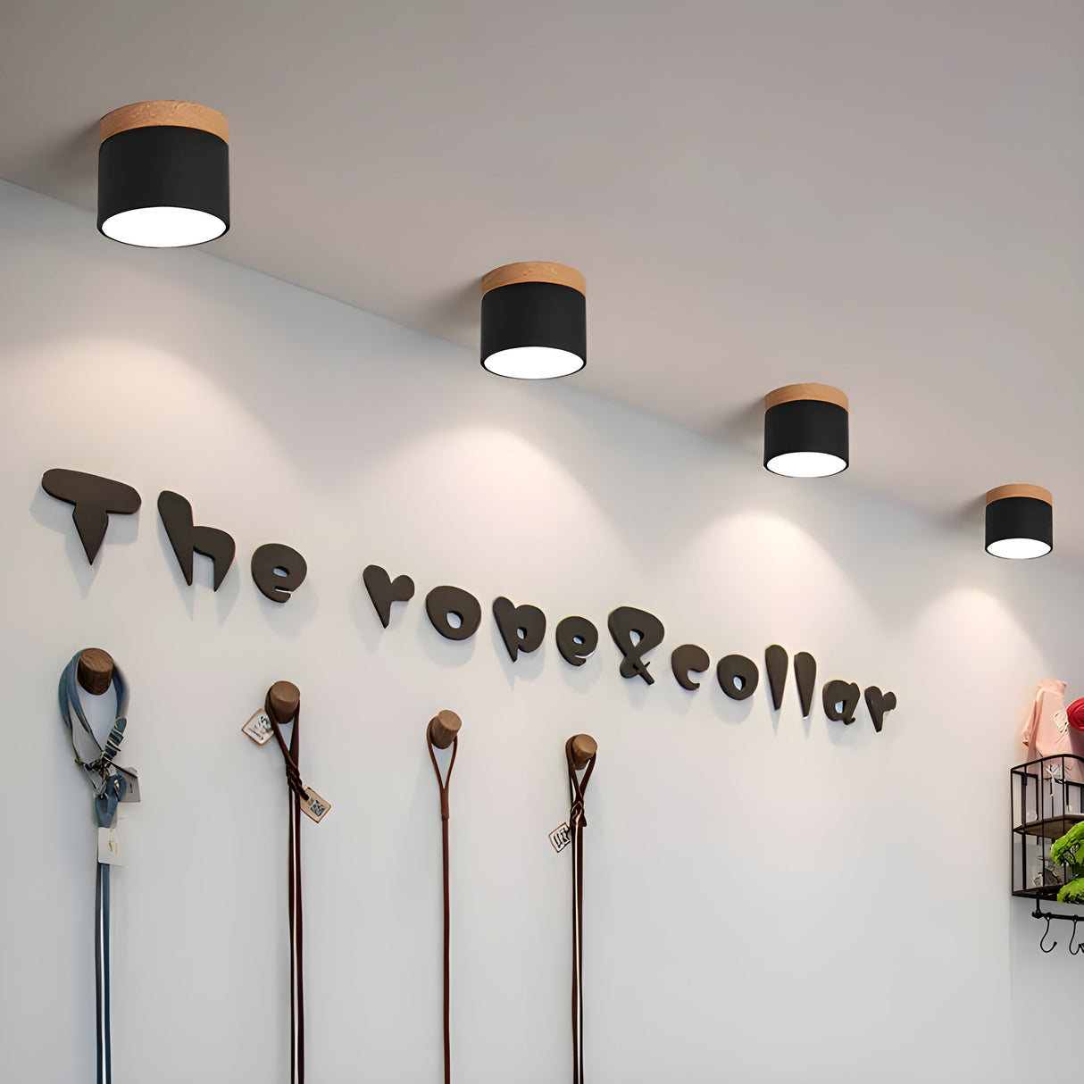 LED-taklampa i cylindrisk form – Varmt ljus i vintagestil industriell design | Med dekorativ detalj i trä Carvallo