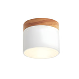 LED-taklampa i cylindrisk form – Varmt ljus i vintagestil industriell design | Med dekorativ detalj i trä Carvallo