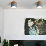 LED-taklampa i cylindrisk form – Varmt ljus i vintagestil industriell design | Med dekorativ detalj i trä Carvallo