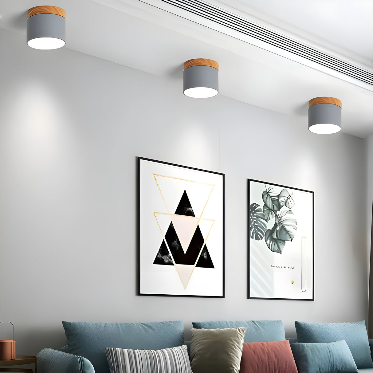 LED-taklampa i cylindrisk form – Varmt ljus i vintagestil industriell design | Med dekorativ detalj i trä Carvallo