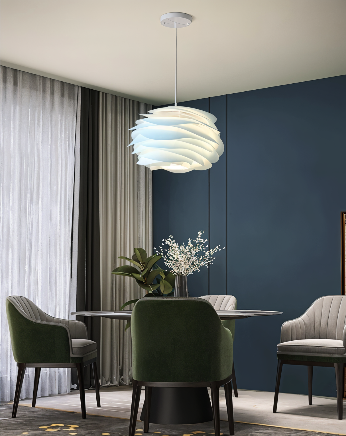 Aurora Taklampa – Stilren PVC Pendel i Blomdesign Hemnix