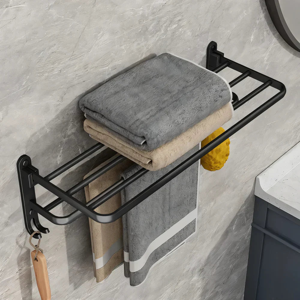 SleekForm – Handdukshållare med dubbelstång och krokar för förvaring på badrummet Carvallo