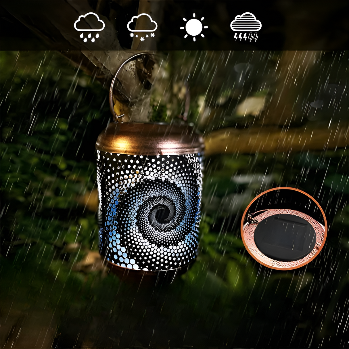 Carvallo projektionslampa sol trädgårdslampa med spiralprojektion | konstnärlig design | väderbeständig | 28x19x13 cm Carvallo
