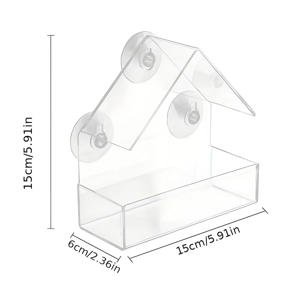 Carvallo – Transparent fönsterfågelmatare med bricka och sugförmåga Carvallo