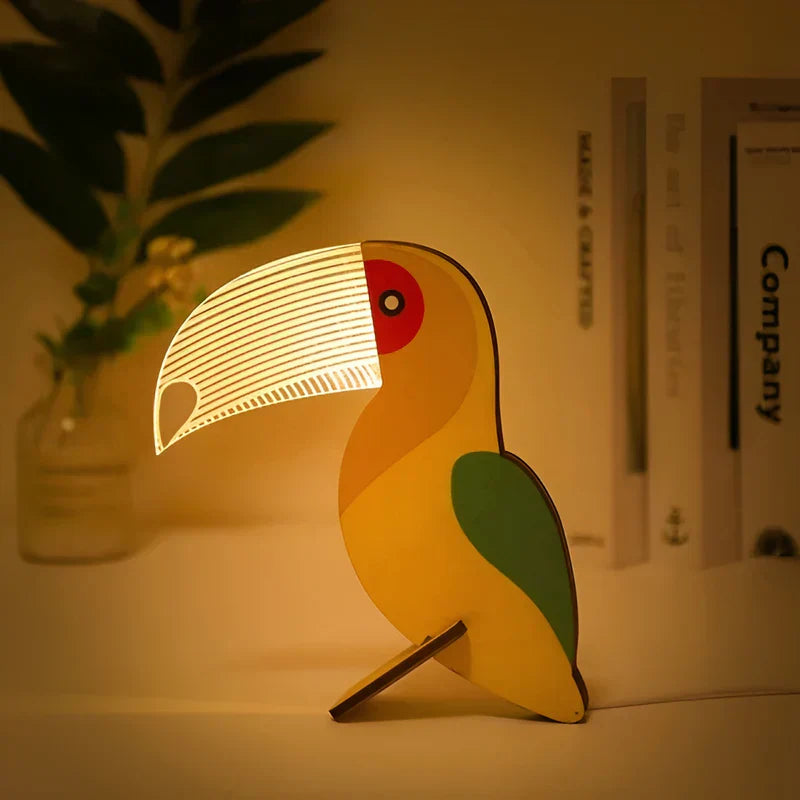 Royallure Wildlife Lampa - Stilig Akryl Djur LED Nattlampa för Barn Carvallo