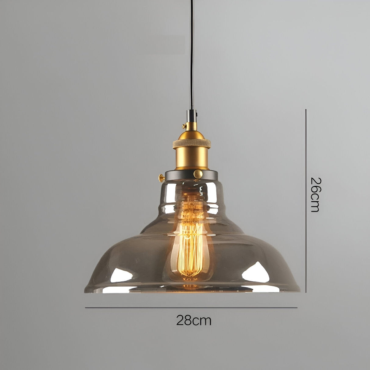 RetroGlow – Industriell Taklampa i Rökt Glas och Metall Hemnix