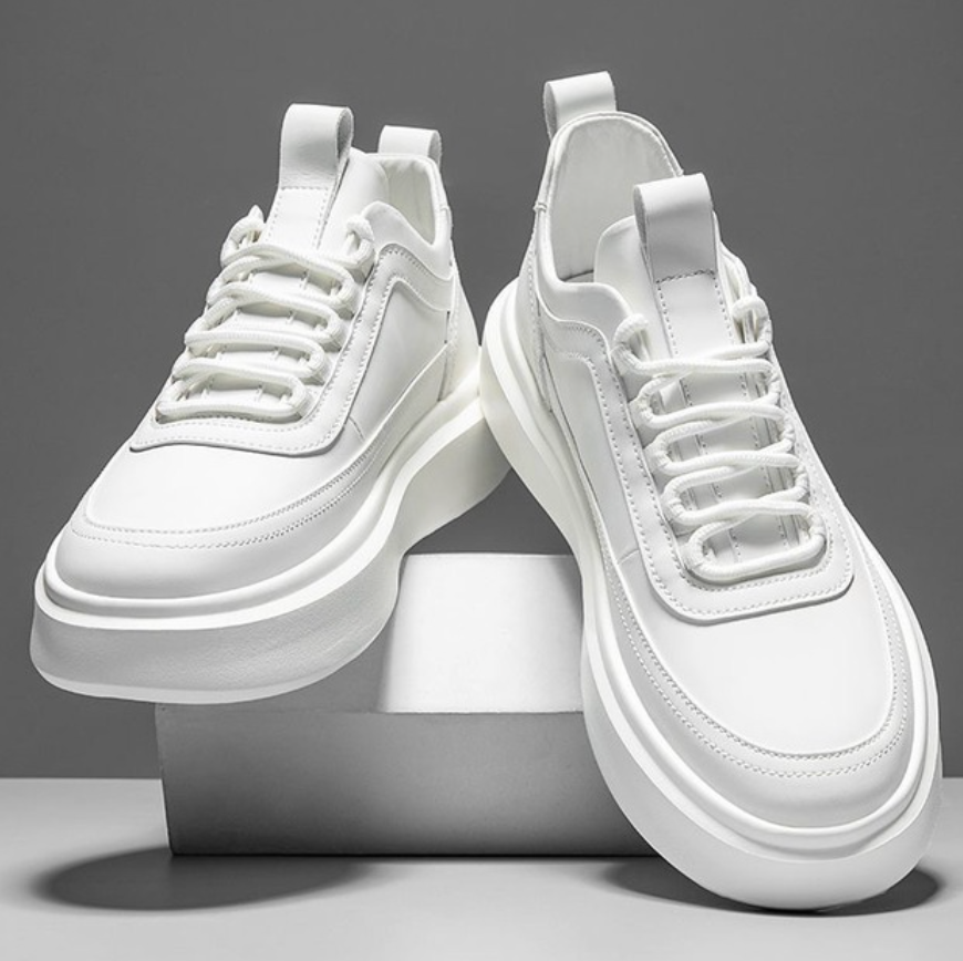 Herr Sneakers Läder Trendig Design Bekväm Passform Hemnix