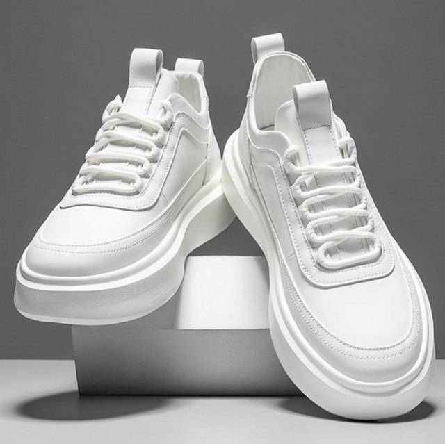 Herr Sneakers Läder Trendig Design Bekväm Passform Hemnix