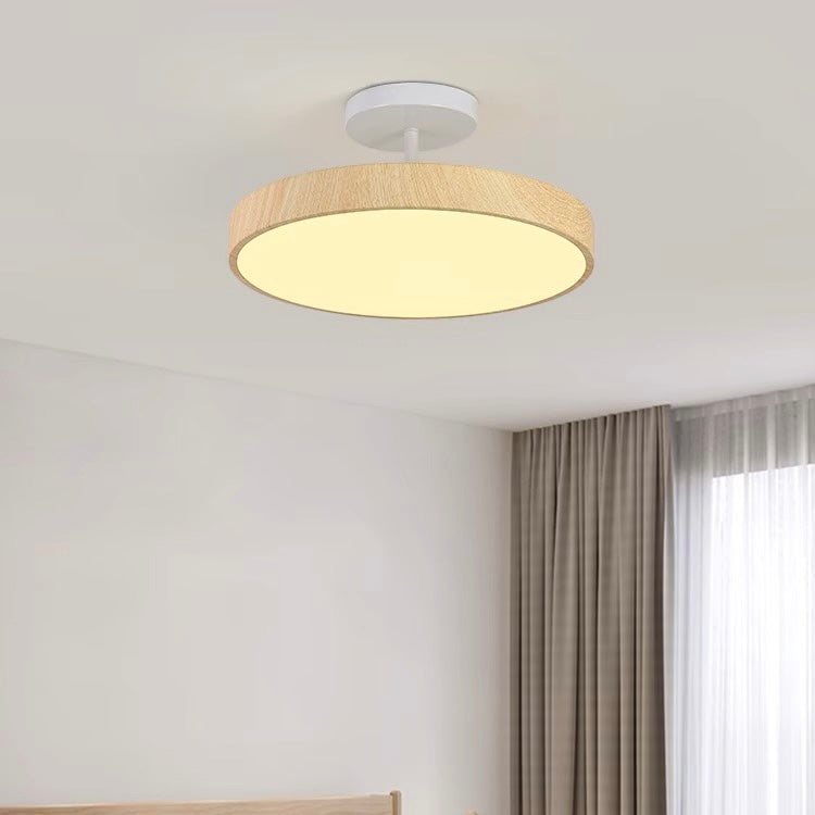 Taklampa med trä och LED Semiflush Carvallo