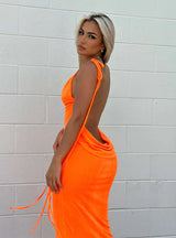 Maxiklänning Dam Bakfri Mjuk Stretch för Sommar-Klänningar-Hemnix-Orange-S-Hemnix