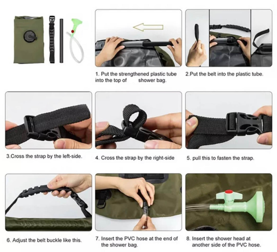 Solarlångduschpåse med avtagbar slang och av/på-brytare Carvallo