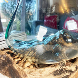 RootBowl - Rotbas i hantverksmässig teak med elegant iögonfallande skål i smält glas MILA Sverige