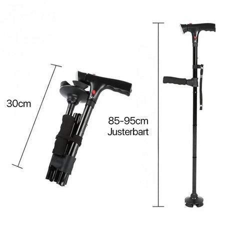 Ihopfällbar Käpp med dubbla handtag, alarm & lampa-Hemnix-Hemnix