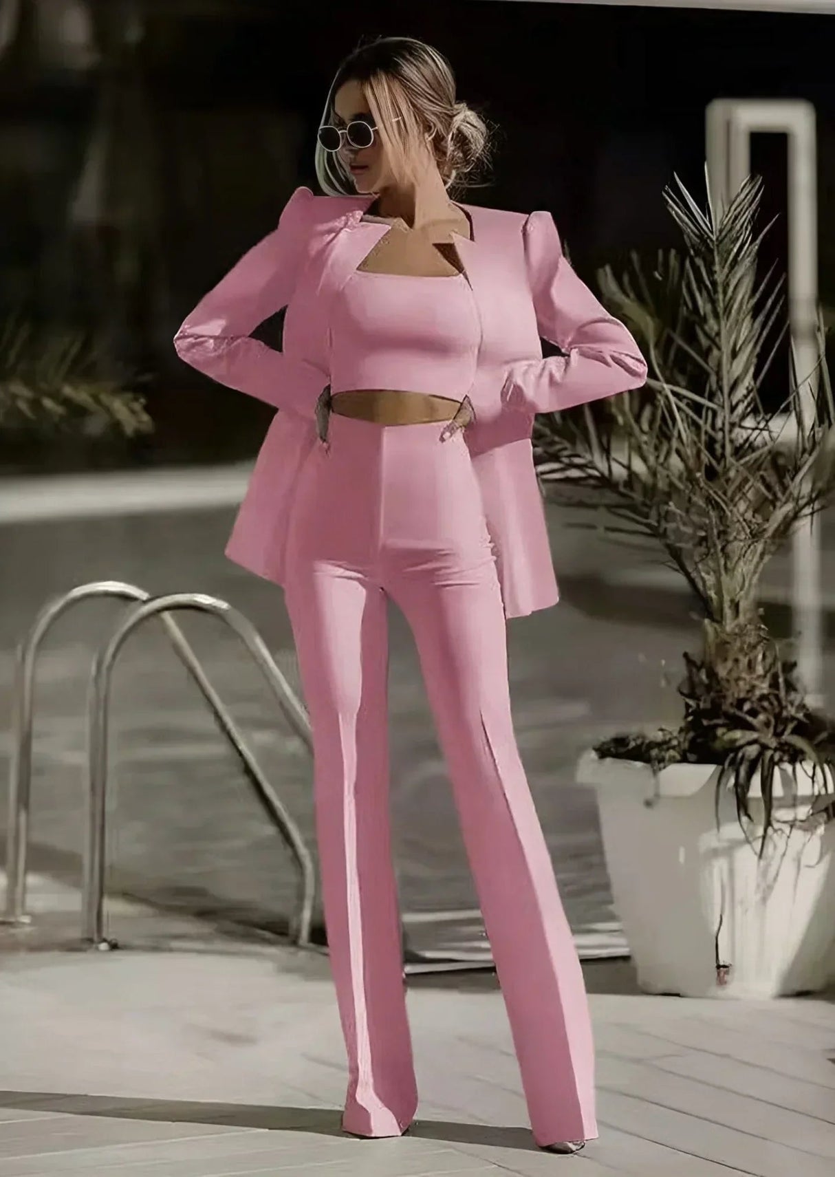 Kvinnors 3-delad Uppsättning Blazer, Topp och Byxor Hemnix