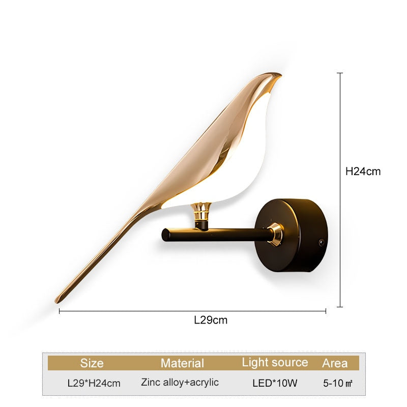 WingSpan - Fågel Vägglampa 360° roterbar – Stilig och Lekfull Belysning för Hemmet Carvallo