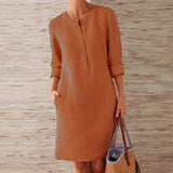 Dam Midi Sommarklänning Lätt Material - Midsommarklänning Bröllopsgäst Elegant-Kvinnors Klänningar-Hemnix-Brun-S-Hemnix